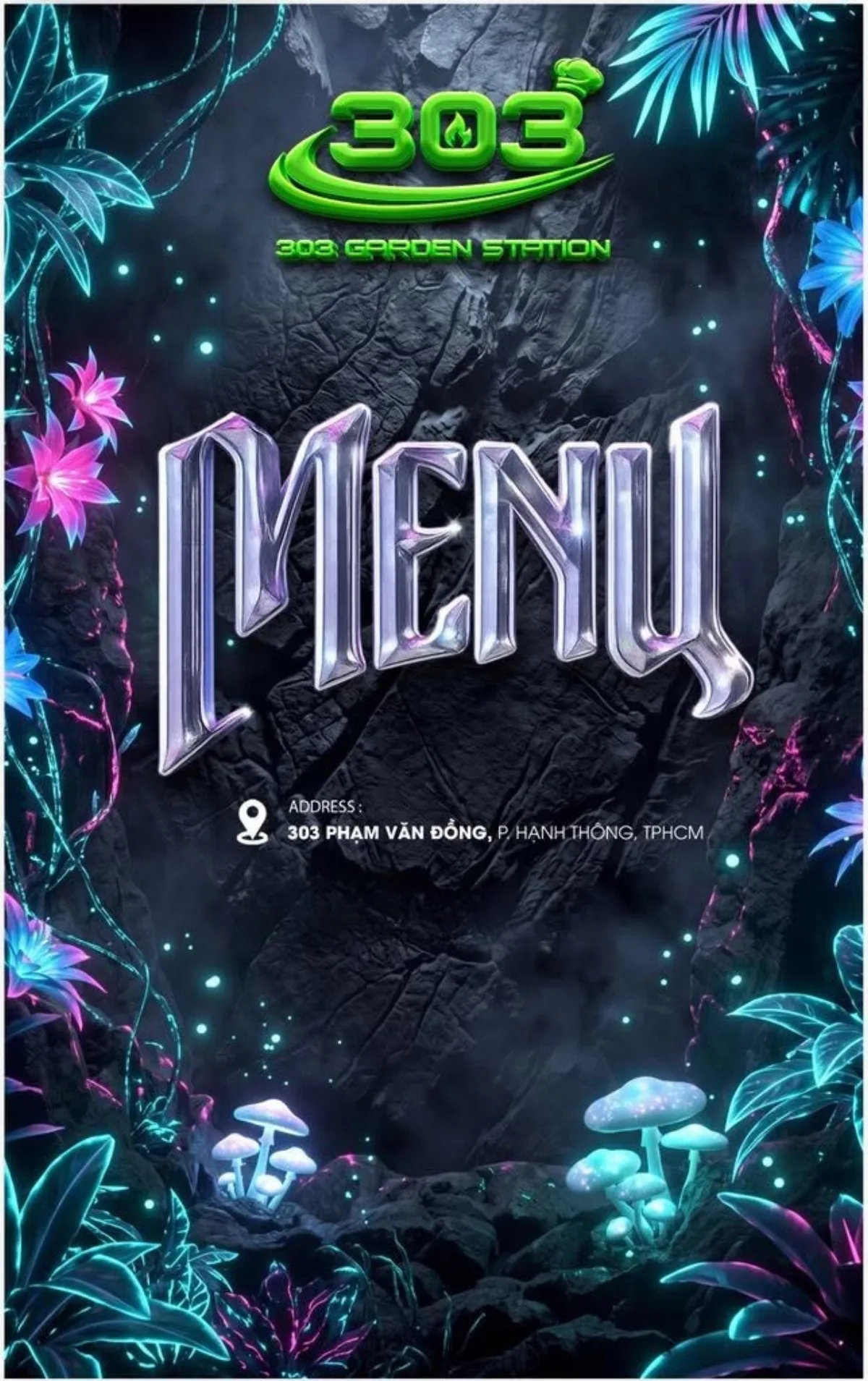 Bìa menu 303 Garden Station — bảng giá đồ uống và set combo