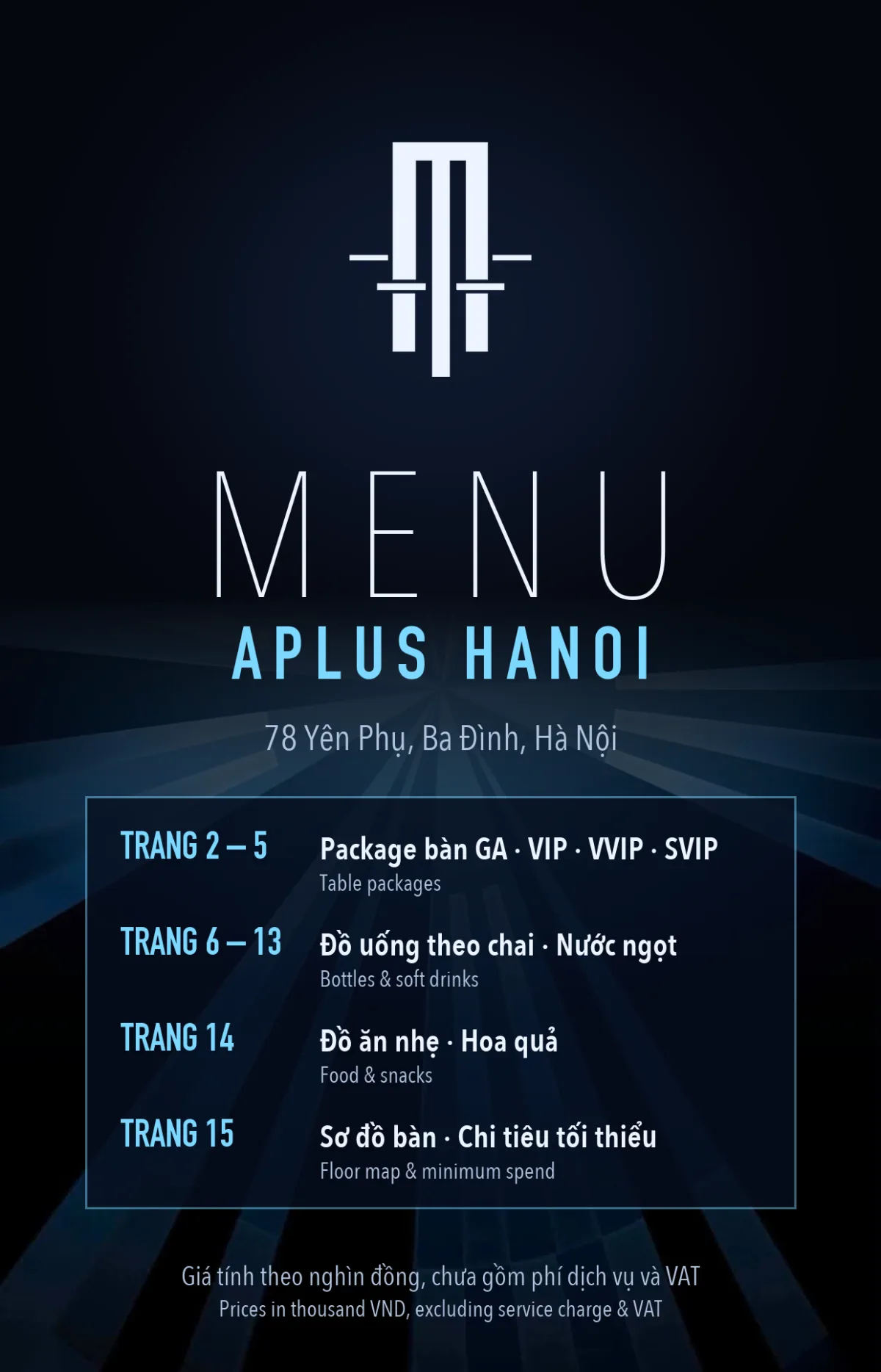 Menu APLUS Hanoi trang 1 trên 15