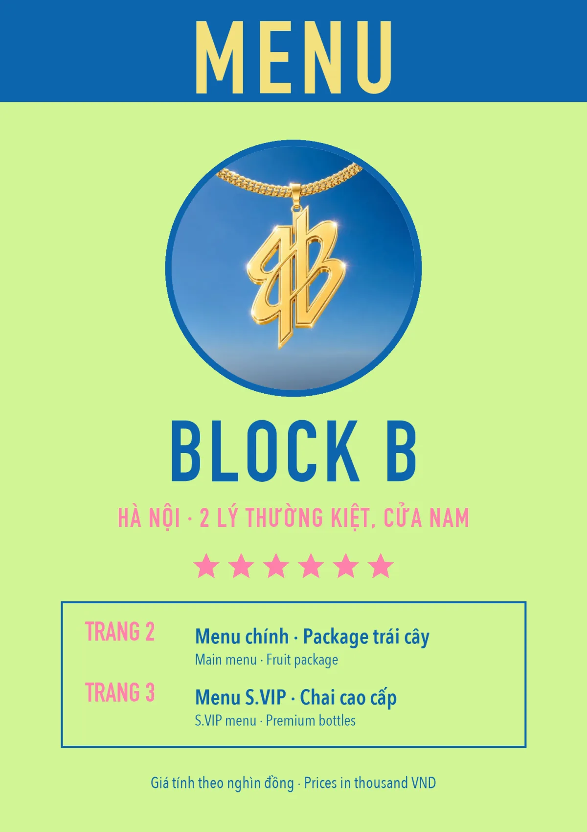 Menu Block B trang 1 trên 3