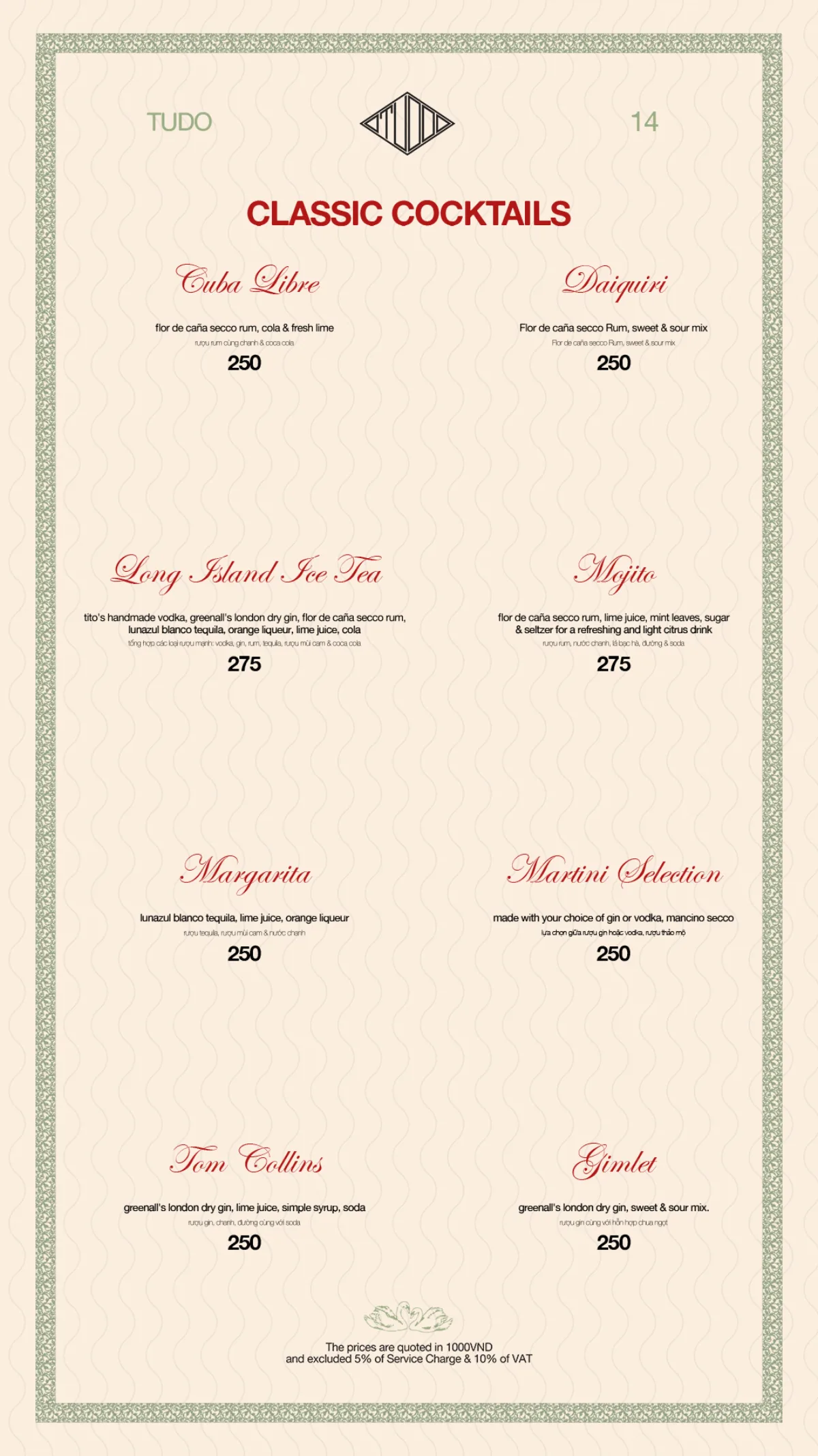 Menu Bodega Saigon trang 14 trên 15