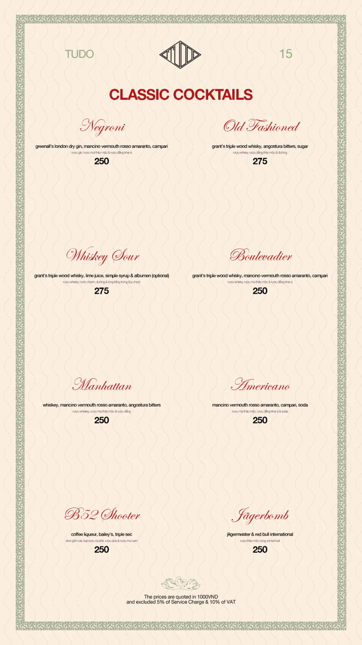 Menu Bodega Saigon trang 15 trên 15
