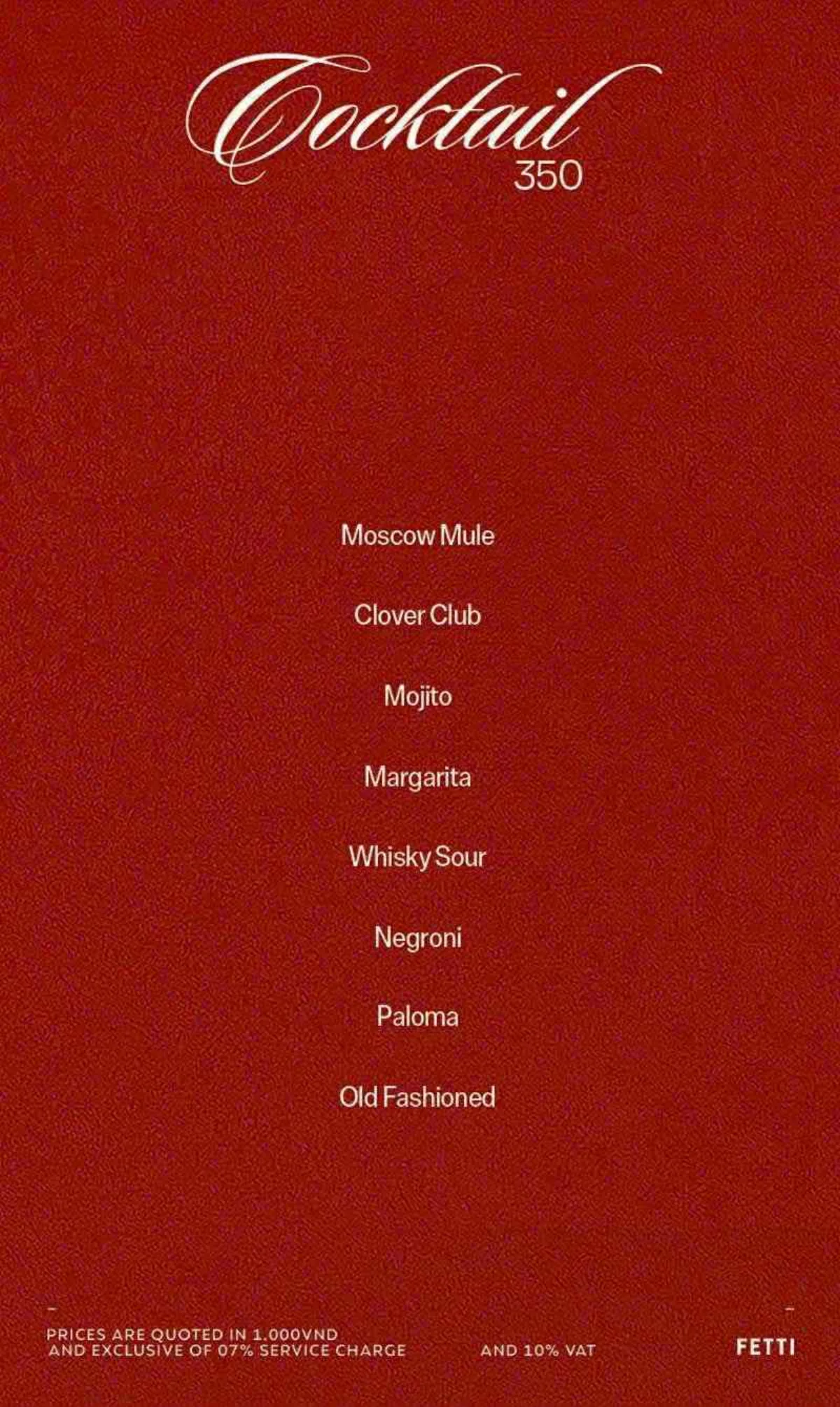 Menu Fetti Social Club trang 2 trên 9