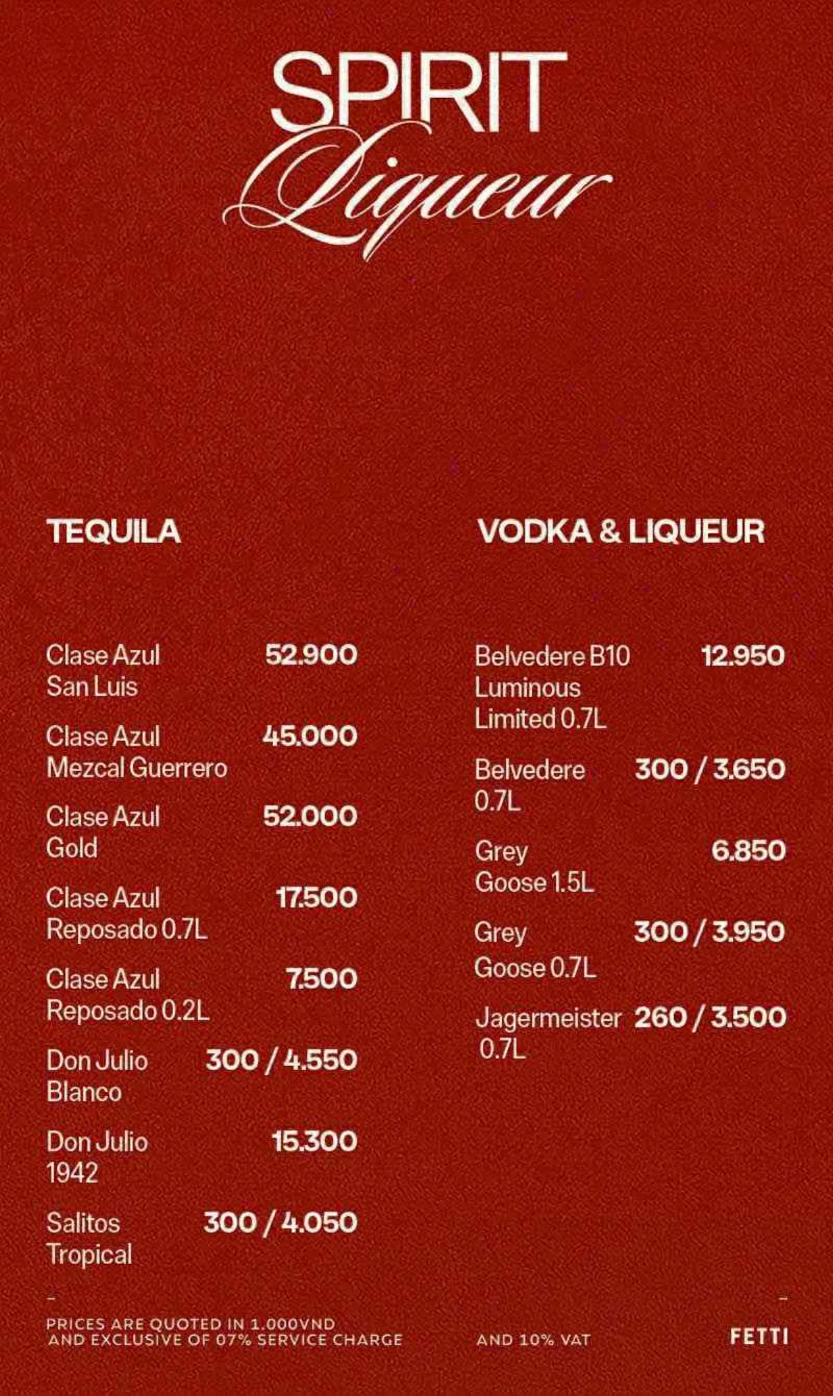 Menu Fetti Social Club trang 5 trên 9