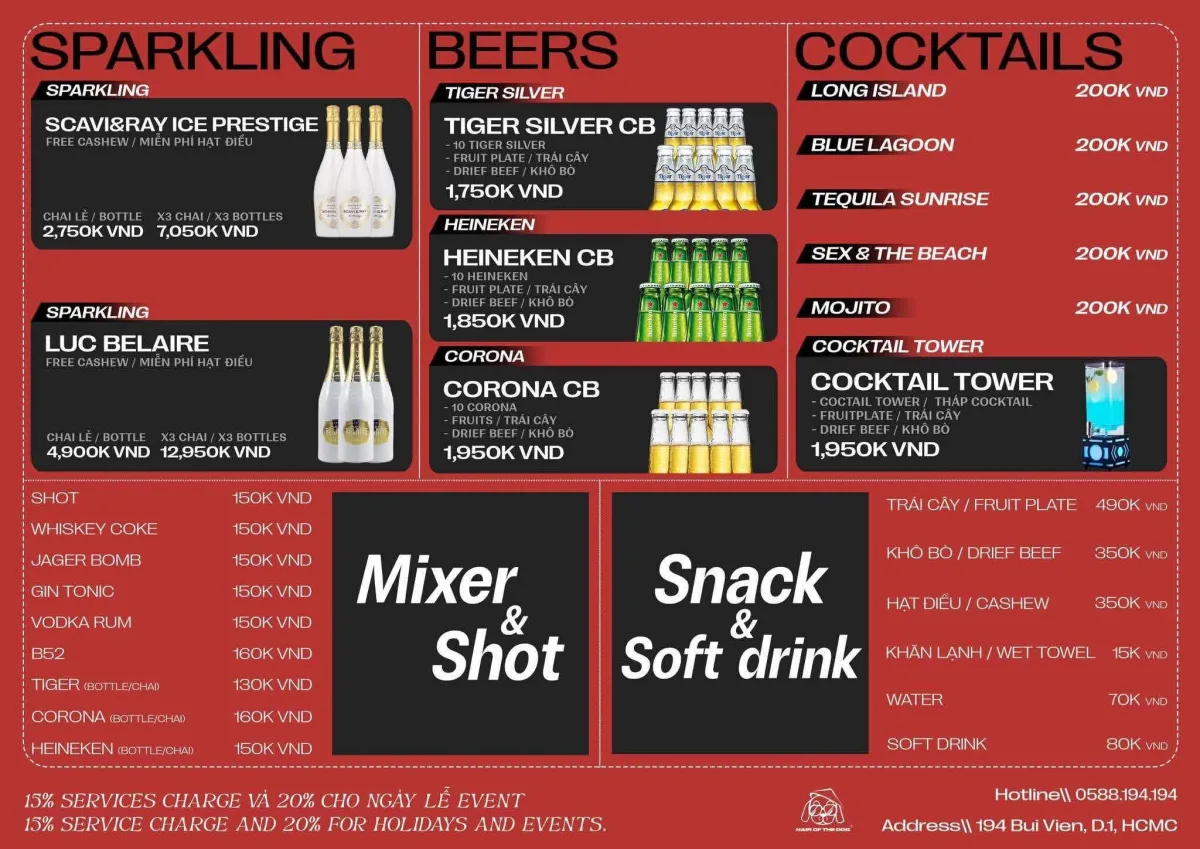 Menu Hair Of The Dog Club Saigon trang 1 trên 3