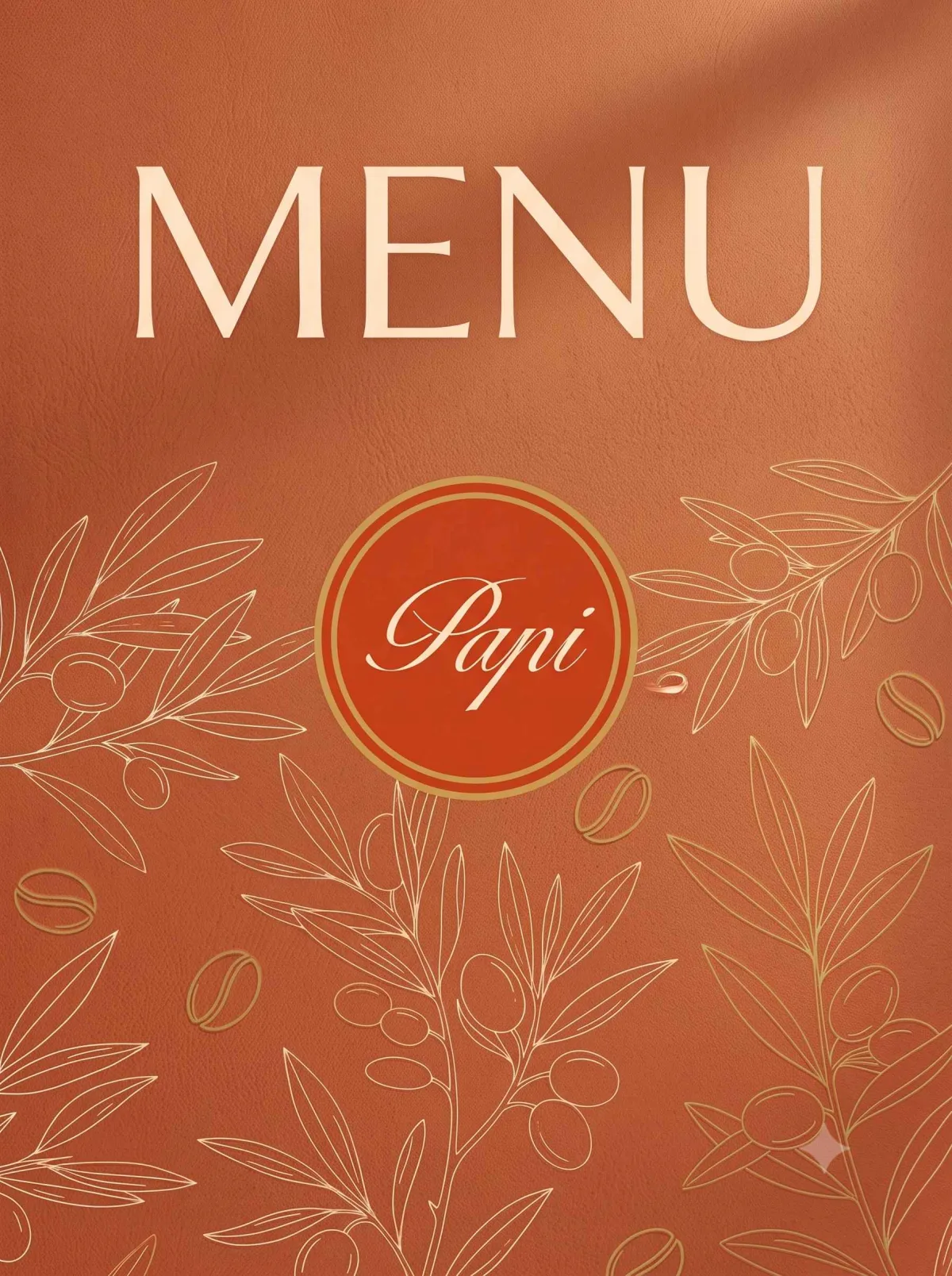 Bìa menu PAPI Saigon — bảng giá đồ uống và set combo