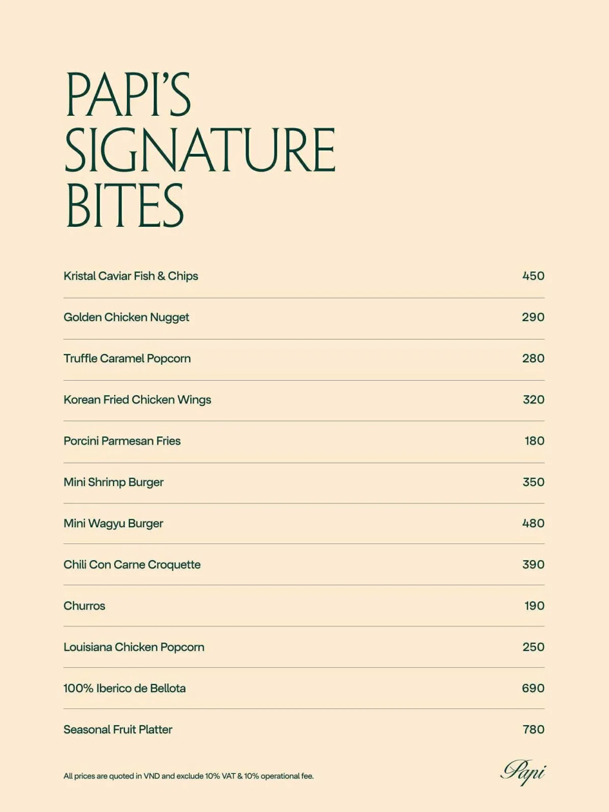 Menu PAPI Saigon trang 5 trên 8