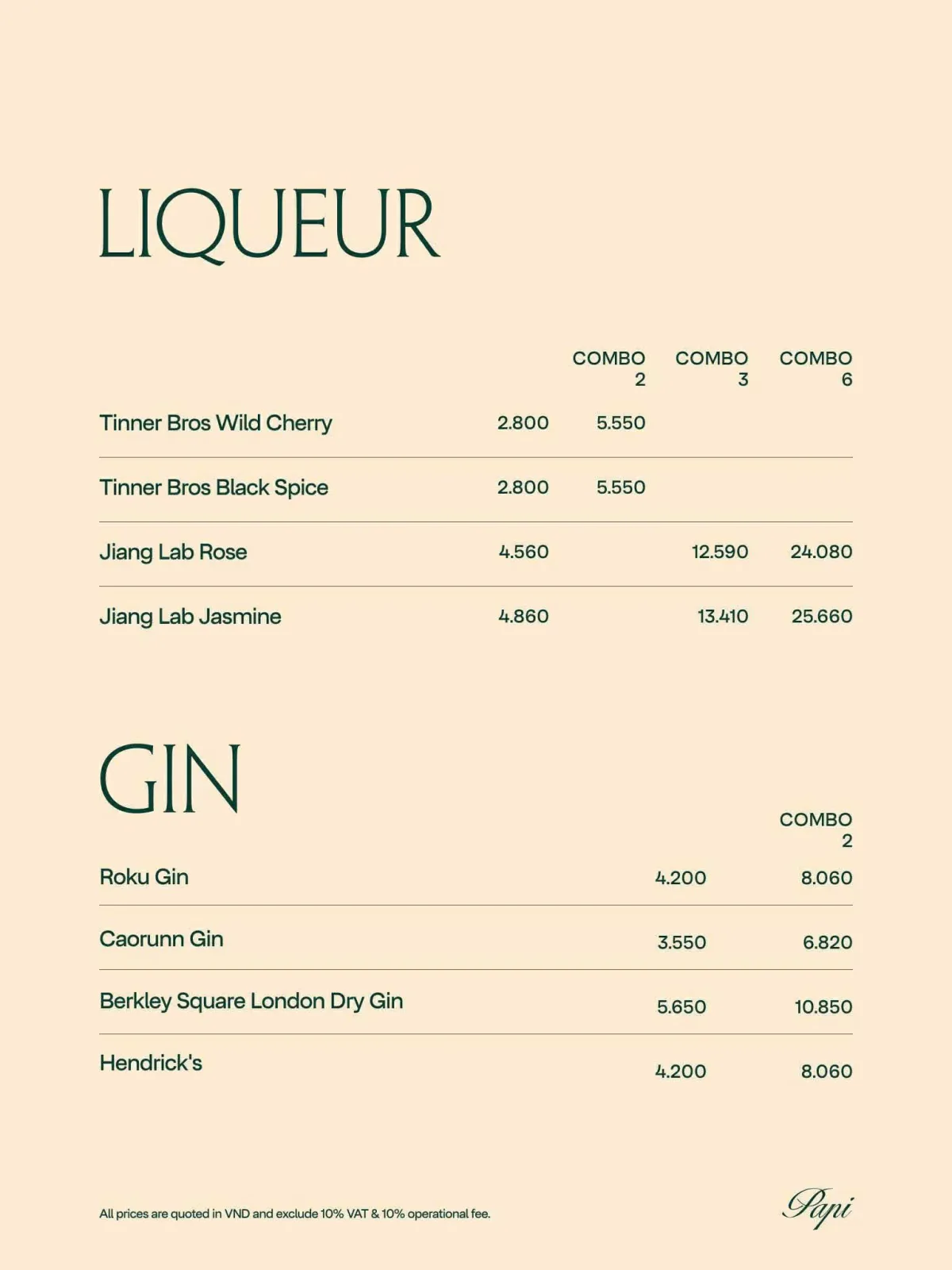Menu PAPI Saigon trang 6 trên 8