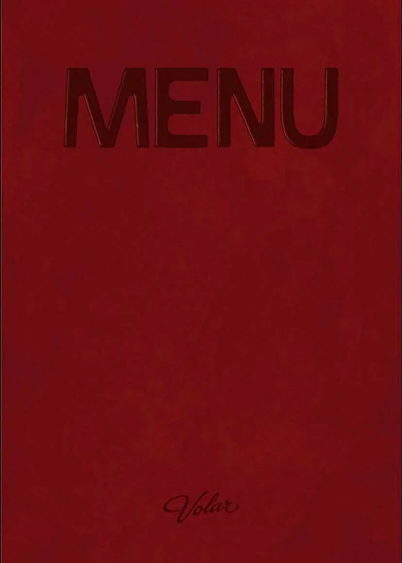 Bìa menu Volar — bảng giá đồ uống và set combo